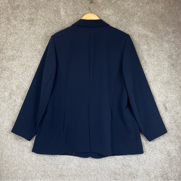 Talbots Jacket Womens 16W Navy Blue Button Lined Blazer Polyester Blend- 4275 - Picture 9 of 12